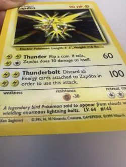 Pokemon Base Set Zapdos 16/102 Holo Rare Vintage WoTC HP Heavily Played/Damaged - Image 4