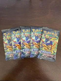 Pokemon TCG Crown Zenith Five 5 Booster Packs Lot English - Image 1