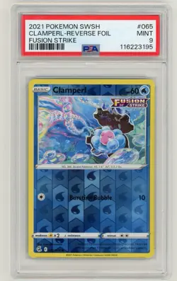 2021 Pokemon Sword & Shield Fusion Strike Clamperl Reverse Holo #065 PSA 9 Mint - Image 1