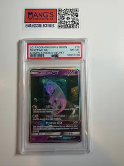 2017 Pokemon Sun & Moon Shining Legends Mewtwo GX Secret PSA 8 - Image 1