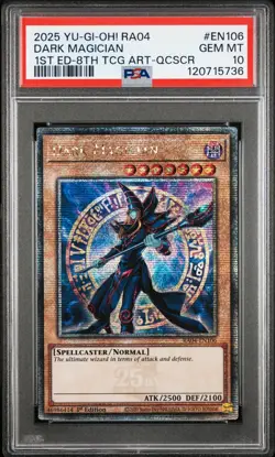 Yugioh PSA 10 2025 Dark Magician RA04-EN106 QCR 1st Edition "8th Art" - Image 1