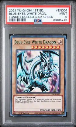 2021 YU-GI-OH! LEGEND DUELISTS: SEASON 2 #EN001 BLUE-EYES WHITE DRAGON PSA 9 - Image 1