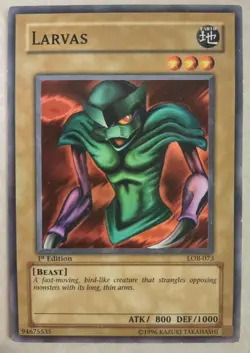 1996 Yu-Gi-Oh! TCG "LARVAS" 1ST Edition Card LOB-073 FREE SHIPPING! - Image 1
