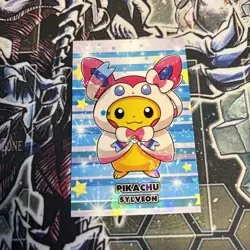 Pikachu Sylveon Poncho Card Database Attacks 2 Cracked Ice Holo Pokemon - Image 1