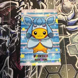 Pikachu Glaceon Poncho Card Database Attacks 2 Cracked Ice Holo Pokemon - Image 1
