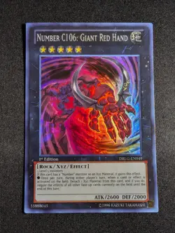 Yugioh - Number C106: Giant Red Hand DRLG-EN049 1st Edition Super Rare NM - Image 1