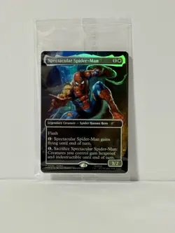 Magic the Gathering Spectacular SPIDER-MAN Battle Damaged Marvel Legends Card - Image 1