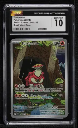 Turtonator Illustration Rare Pokemon SV07: Stellar Crown CGC 10 Gem Mint - Image 1