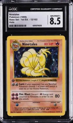 1999 POKEMON BASE SET 1ST EDITION SHADOWLESS HOLO #12 NINETALES CGC 8.5 - Image 1