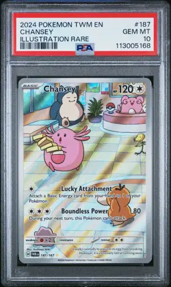 2024 POKEMON TWM EN-TWILIGHT MASQUERADE ILLUSTRATION RARE #187 CHANSEY PSA 10 - Image 1