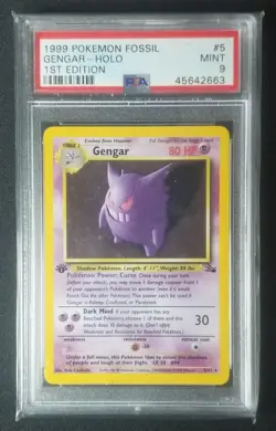 1999 Pokemon Fossil 1st Edition 5/62 Gengar Holo PSA 9 MINT - Image 1