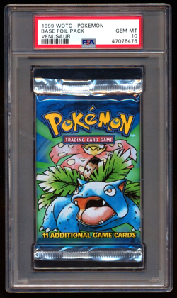 1999 Pokemon Wizard Of The Coast Base Foil Booster Pack Venusaur Art PSA 10 GM - Image 1