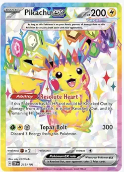 Pokemon TCG Pikachu EX 219/191 Surging Sparks Full Art Ultra Rare Near Mint - Image 1