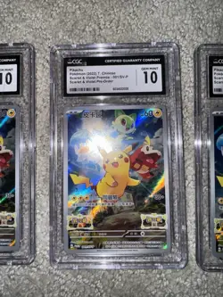 LOT OF 3 CGC 10s - Pikachu Pokemon(2022) T. Chinese - 001/SV-P - S&V Pre-Order - Image 3