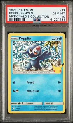 Popplio 23/25 McDonald's Promo Card 2021 PSA 10 Gem Mint Pokemon Card - Image 1