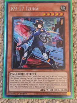 Yugioh! K9-17 Izuna *COLLECTOR'S RARE* Justice Hunters JUSH-EN031 In Hand NM - Image 1