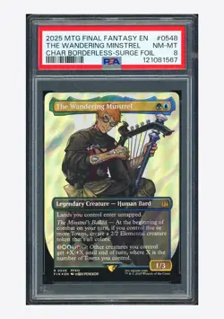 MTG PSA 8 The Wandering Minstrel Char Borderless-Surge Foil 2025 #0548 FIN ENG - Image 1
