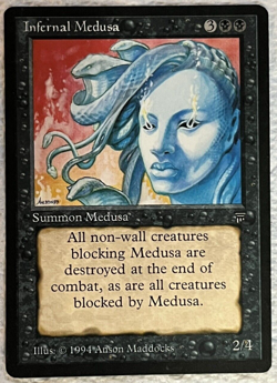 Magic the Gathering Legends Infernal Medusa MTG Black Uncommon NM VTG HTF - Image 1