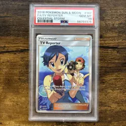 PSA 10 GEM MINT 2018 Pokemon Sun & Moon Celestial Storm 167 Full Art TV Reporter - Image 1