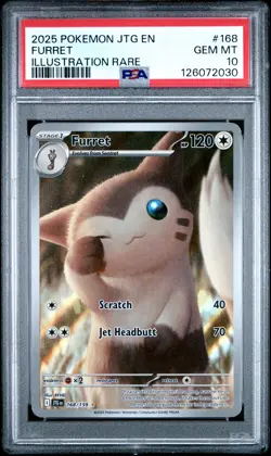 2025 POKEMON JTG EN-JOURNEY TOGETHER ILLUSTRATION RARE #168 FURRET PSA 10 - Image 1