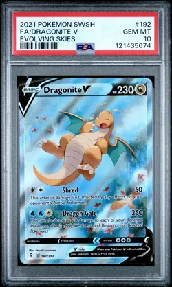2021 POKEMON SWORD & SHIELD EVOLVING SKIES #192 FULL ART/DRAGONITE V PSA 10 - Image 1