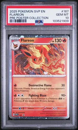 2025 POKEMON SVP EN-SV BLACK STAR PROMO #167 FLAREON PSA 10 - Image 1