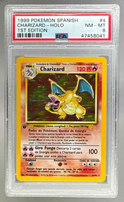 Charizard Holo 1999 Spanish Pokemon Base Set 1st Edition #4 PSA 8 - Image 1