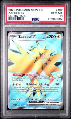 2023 Pokemon 151 Zapdos ex PSA 10 GEM ULTRA RARE FULL ART 192/165 - Image 1