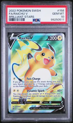 2022 POKEMON SWORD & SHIELD BRILLIANT STARS #158 FULL ART/RAICHU V PSA 10 - Image 1