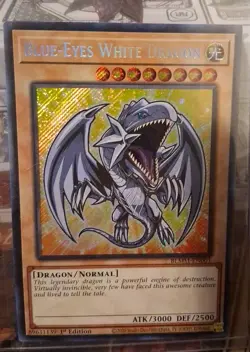 Yu-Gi-Oh Blue-Eyes White Dragon Chibi Artwork BLMM-EN001 Secret Rare 1st Edition - Image 1
