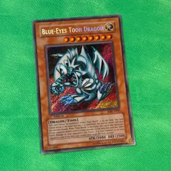 Yugioh! Blue-Eyes Toon Dragon MRL-E000 Secret Rare 1st Edition DAMAGED HP - Image 1