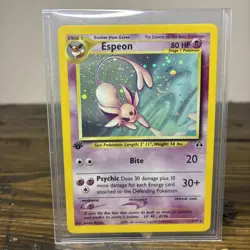 Pokemon TCG Neo Discovery Espeon 1st Edition Holo 1/75 holo SWIRL ungraded card - Image 1