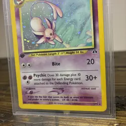 Pokemon TCG Neo Discovery Espeon 1st Edition Holo 1/75 holo SWIRL ungraded card - Image 3