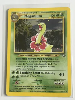 Pokemon TCG Meganium Neo Genesis Holo Rare Card #11/111 MP Condition - Image 1