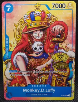 Monkey D Luffy P-043 2nd Anniversary Stamped Promo One Piece Card English NM - Image 1