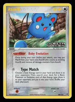 Azurill 20/113 Reverse Holo Rare EX Delta Species Pokemon Card - Image 1