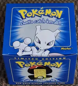 Pokemon Burger King 23k Gold Plated Trading Card Mewtwo Sealed In Blue Box, New - Image 1