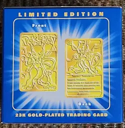 Pokemon Burger King 23k Gold Plated Trading Card Mewtwo Sealed In Blue Box, New - Image 2