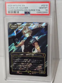 MTG FIC 0210 M Cloud Ex-SOLDIER Borderless-Surge Foil PSA 10 Final Fantasy - Image 1