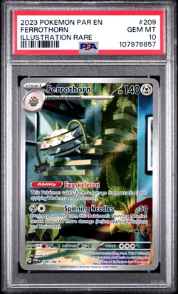 2023 POKEMON PAR EN-PARADOX RIFT ILLUSTRATION RARE #209 FERROTHORN PSA 10 - Image 1