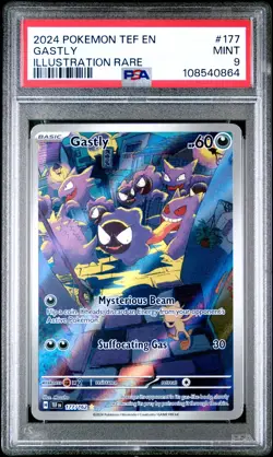 2024 POKEMON TEF EN-TEMPORAL FORCES ILLUSTRATION RARE #177 GASTLY PSA 9 - Image 1