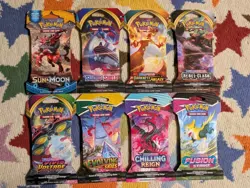 Pokemon Sleeved Booster Pack (Lot x8) Evolving Skies, Sun Moon, Fusion, Chilling - Image 1