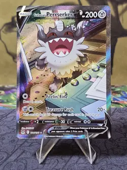 Galarian Perrserker V 184/196 Lost Origin Alternate Art Pokemon Card English - Image 1