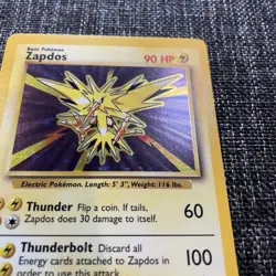Zapdos 16/102 Pokemon TCG Base Set Unlimited Holo Rare LP - Image 3