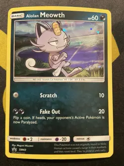 Pokemon TCG Alolan Meowth SM45 Holo Black Star Pro. Sun And Moon. VLP - Image 1