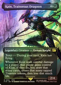 NM Borderless Foil Kain, Traitorous Dragoon, MTG, Final Fantasy, Magic, 316 - Image 1