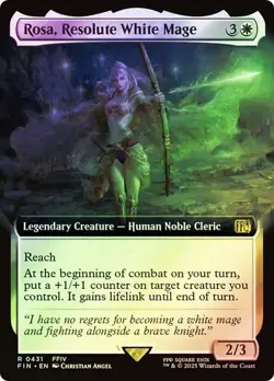 NM Extended Art Foil Rosa, Resolute White Mage, MTG, Final Fantasy, Magic, 431 - Image 1