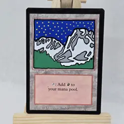 ALTERED - Mountain “Night Time” MtG Revised Edition Paint Pen LP 3ED Light Play - Image 2