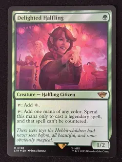 1x MTG Delighted Halfling (Foil) - The Lord of the Rings (LTR) #158 - Magic - Image 1