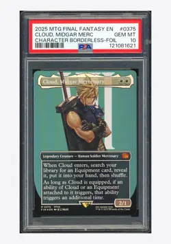 MTG PSA 10 Cloud Midgar Merc Character Borderless-Foil 2025 #0375 FIN English - Image 1